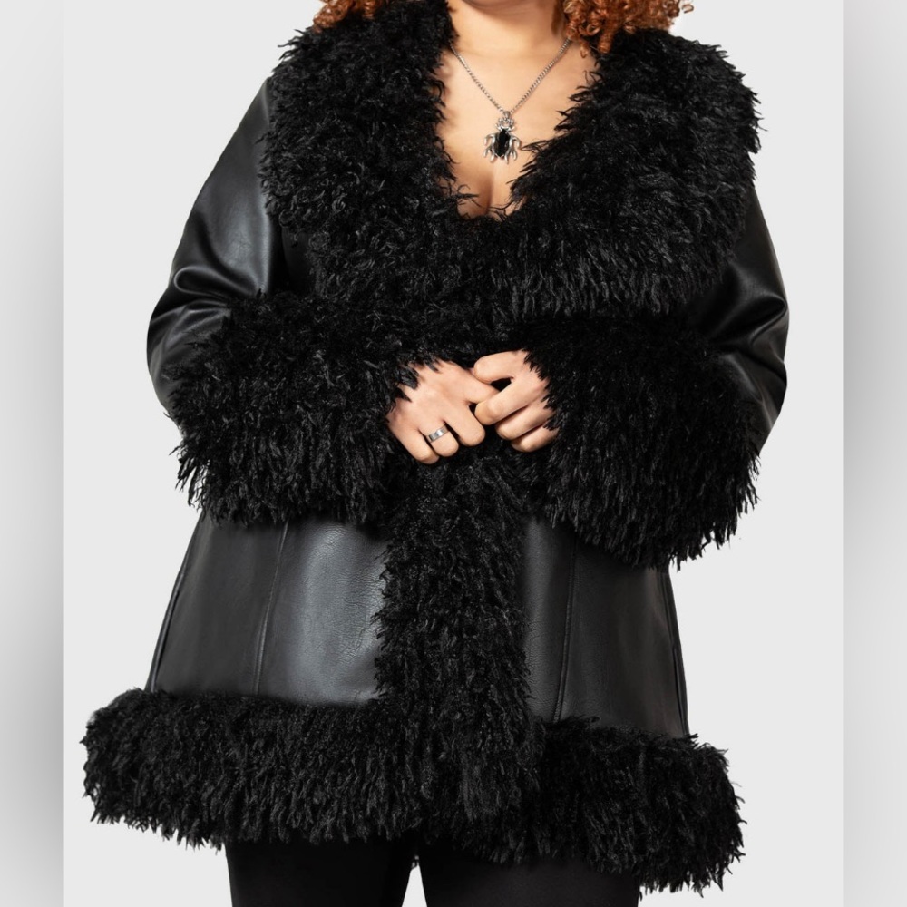 Brand new 3X black faux leather coat